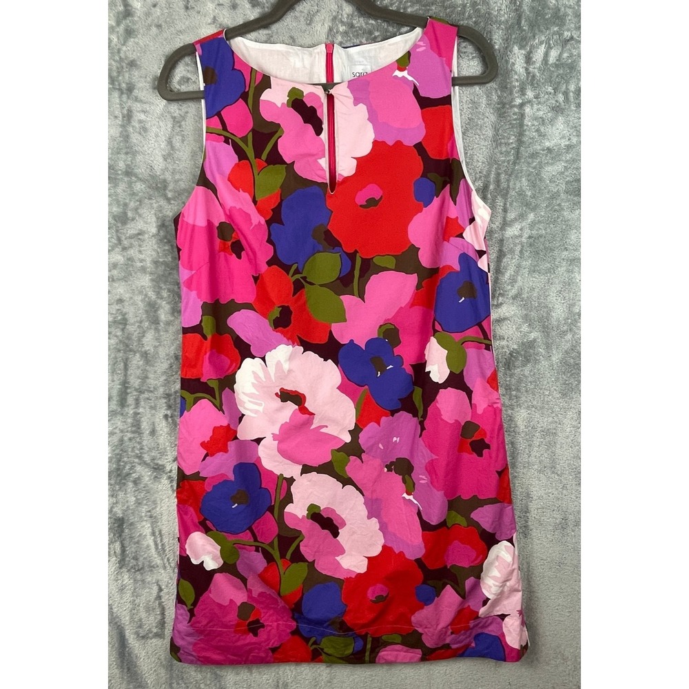 SARA‎ ROKA Dress 42 Floral Pockets Art to Wear VIBRANT MAXIMALIST COTTON BOLD
